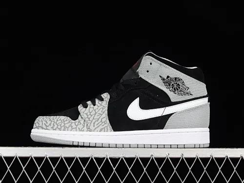 All categories Air Jordan Jordan series basketball shoes Air Jordan 1 Mid Air Jordan 1 Mid "Elephant Toe" AJ1 Joe 1 black and gray crackle pattern DM1200-016